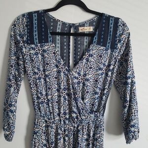 Hollister Blue Floral Print Jumpsuit. Size XS